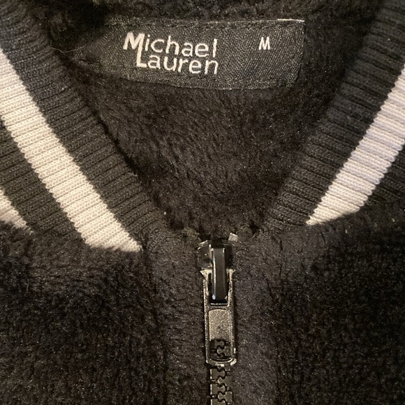 Michael Lauren Zip Stripe Velvet Jacket Medium Black - Picture 3 of 4